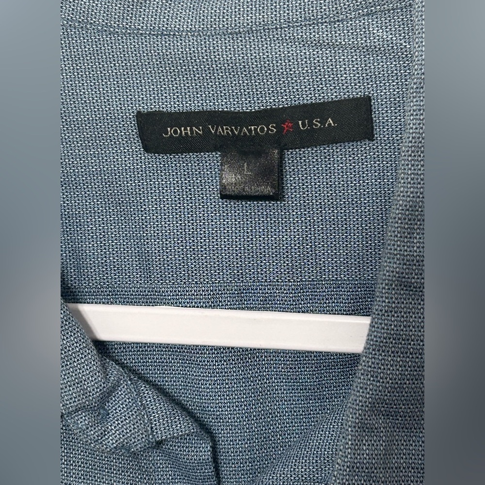 John Varvatos Star USA Vanderbilt Textured Cotton Slub Weave Button Up Shirt - Picture 4 of 8